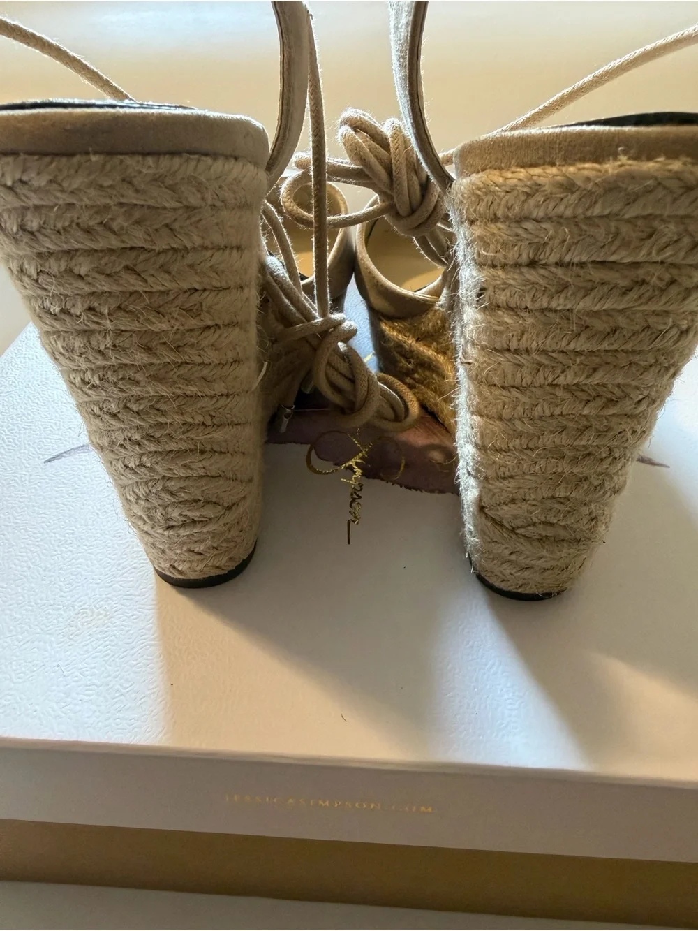 Jessica Simpson Beige Suede Espadrille Slingback Wedges